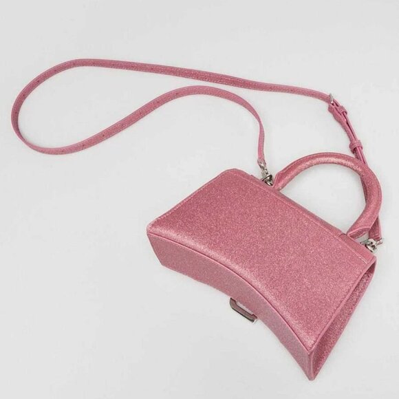 Balenciaga Sweet Pink Metallic Coated Canvas Hourglass XS Top Handle Bag - Picture 3 of 10